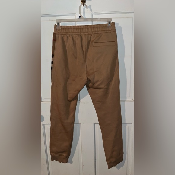 Burberry Men’s Check Panel Cotton Blend Jogging Pants - Picture 2 of 6